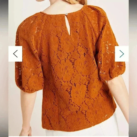 Dolan Norah Floral Corduroy Blouse Orange XS - Picture 4 of 14